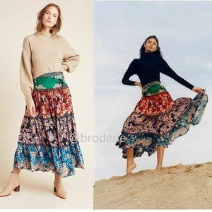 Anthropologie Anarosa Tiered Maxi Skirt